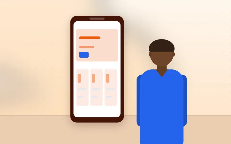 A person scrolls through a mobile-friendly service page layout on a smartphone with one thumb