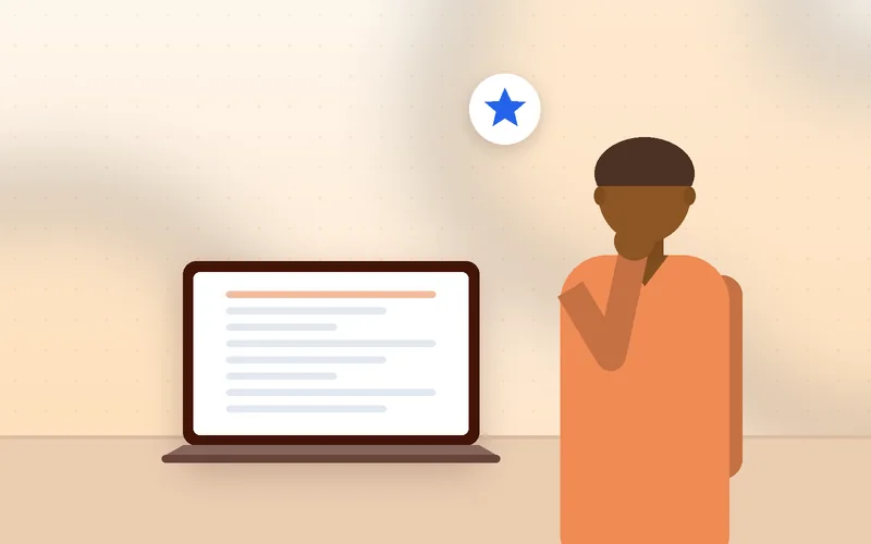 A small business founder writes the story of how the business began in a notebook.
